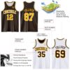 Custom Brown Gold-White Reversible Double Side Sublimation Basketball Suit Jersey