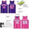 Custom Purple Pink-White Reversible Double Side Sublimation Basketball Suit Jersey