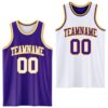 Custom Purple White-Gold Reversible Double Side Sublimation Basketball Suit Jersey
