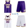 Custom Purple White-Gold Reversible Double Side Sublimation Basketball Suit Jersey