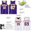 Custom Purple White-Gold Reversible Double Side Sublimation Basketball Suit Jersey