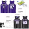 Custom Purple White-Black Reversible Double Side Sublimation Basketball Suit Jersey