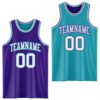 Custom Purple White-Teal Reversible Double Side Sublimation Basketball Suit Jersey