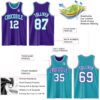 Custom Purple White-Teal Reversible Double Side Sublimation Basketball Suit Jersey
