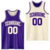 Custom Reversible Purple Cream Double Side Sublimation Basketball Suit Jersey