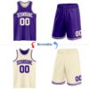 Custom Reversible Purple Cream Double Side Sublimation Basketball Suit Jersey