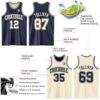 Custom Reversible Navy Cream Double Side Sublimation Basketball Suit Jersey