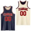Custom Reversible Navy Red-Cream Double Side Sublimation Basketball Suit Jersey