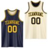 Custom Reversible Navy Gold Double Side Sublimation Basketball Suit Jersey
