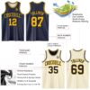 Custom Reversible Navy Gold Double Side Sublimation Basketball Suit Jersey