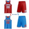 Custom Reversible Red White-Powder Blue Double Side Sublimation Basketball Suit Jersey