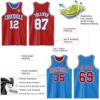 Custom Reversible Red White-Powder Blue Double Side Sublimation Basketball Suit Jersey
