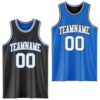 Custom Reversible Black Gray-Blue Double Side Sublimation Basketball Suit Jersey