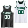 Custom Reversible Black White-Kelly Green Double Side Sublimation Basketball Suit Jersey