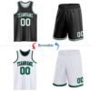 Custom Reversible Black White-Kelly Green Double Side Sublimation Basketball Suit Jersey