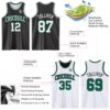 Custom Reversible Black White-Kelly Green Double Side Sublimation Basketball Suit Jersey
