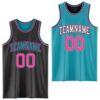Custom Reversible Black Pink-Teal Double Side Sublimation Basketball Suit Jersey