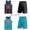 Custom Reversible Black Pink-Teal Double Side Sublimation Basketball Suit Jersey
