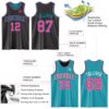 Custom Reversible Black Pink-Teal Double Side Sublimation Basketball Suit Jersey