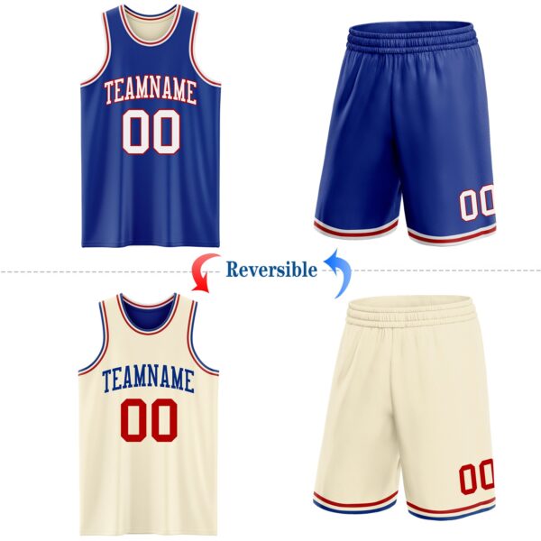 Custom Reversible Royal White-Red Double Side Sublimation Basketball Suit Jersey