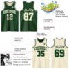 Custom Reversible Green Cream Double Side Sublimation Basketball Suit Jersey