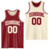 Custom Reversible Maroon Cream Double Side Sublimation Basketball Suit Jersey