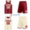 Custom Reversible Maroon Cream Double Side Sublimation Basketball Suit Jersey