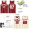 Custom Reversible Maroon Cream Double Side Sublimation Basketball Suit Jersey