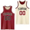 Custom Reversible Maroon Black-Cream Double Side Sublimation Basketball Suit Jersey
