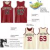 Custom Reversible Maroon Black-Cream Double Side Sublimation Basketball Suit Jersey