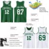 Custom Reversible Kelly Green White Double Side Sublimation Basketball Suit Jersey