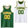 Custom Reversible Kelly Green Gold-White Double Side Sublimation Basketball Suit Jersey