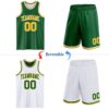 Custom Reversible Kelly Green Gold-White Double Side Sublimation Basketball Suit Jersey