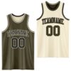 Custom Reversible Olive Black-Cream Double Side Salute To Service Sublimation Basketball Suit Jersey