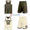 Custom Reversible Olive Black-Cream Double Side Salute To Service Sublimation Basketball Suit Jersey