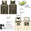 Custom Reversible Olive Black-Cream Double Side Salute To Service Sublimation Basketball Suit Jersey