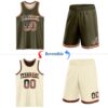 Custom Reversible Olive Vintage USA Flag Cream-Red Double Side Salute To Service Sublimation Basketball Suit Jersey