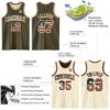 Custom Reversible Olive Vintage USA Flag Cream-Red Double Side Salute To Service Sublimation Basketball Suit Jersey