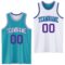 Custom Reversible Teal Purple-White Double Side Sublimation Basketball Suit Jersey