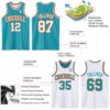 Custom Reversible Teal White-Orange Double Side Sublimation Basketball Suit Jersey