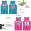 Custom Reversible Teal Pink-White Double Side Sublimation Basketball Suit Jersey