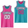 Custom Reversible Pink Black-Teal Double Side Sublimation Basketball Suit Jersey