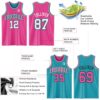 Custom Reversible Pink Black-Teal Double Side Sublimation Basketball Suit Jersey