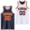 Custom Reversible Navy Orange-White Double Side Sublimation Basketball Suit Jersey
