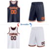 Custom Reversible Navy Orange-White Double Side Sublimation Basketball Suit Jersey