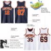 Custom Reversible Navy Orange-White Double Side Sublimation Basketball Suit Jersey