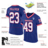 Custom Royal White-Red Mesh Authentic Throwback Football Jersey