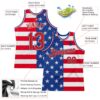 Custom Royal Red-White 3D Pattern Design American Flag Authentic Basketball Jersey