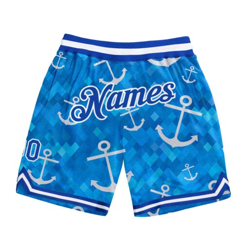 Royal0296 Custom Royal Royal-White 3D Pattern Design Anchors Authentic Basketball Shorts