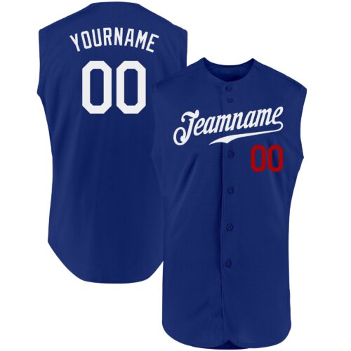 Royal0298 Custom Royal White-Red Authentic Sleeveless Baseball Jersey